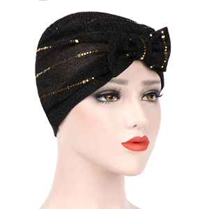 Bow bright silk Muslim color headscarf