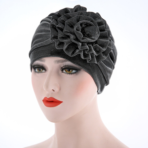 Wholesale monochrome side flower headscarf