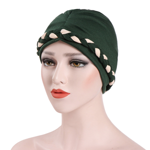 Two color plaited cotton Muslim headscarf cheap from china