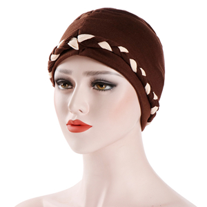 Two color plaited cotton Muslim headscarf cheap from china
