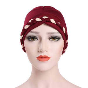 Two color plaited cotton Muslim headscarf cheap from china