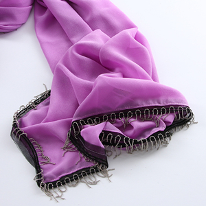 Pearl chiffon tassel muslim headscarf
