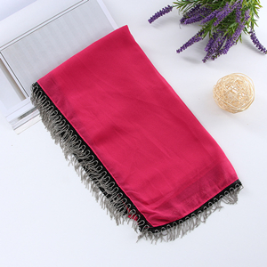 Pearl chiffon tassel muslim headscarf