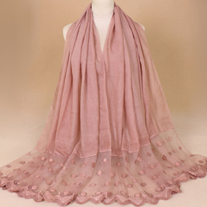 Splicing dot monochrome lace muslim long scarf cheap from china