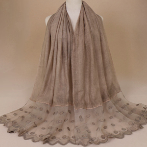 Splicing dot monochrome lace muslim long scarf cheap from china