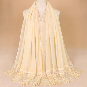 Wholesale monochrome lace edge cotton stitching large scarf