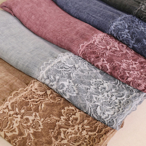Wholesale monochrome lace edge cotton stitching large scarf