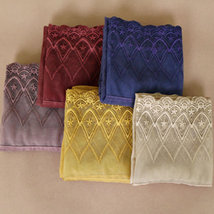 Monochrome stitching lace cotton linen cheap scarf
