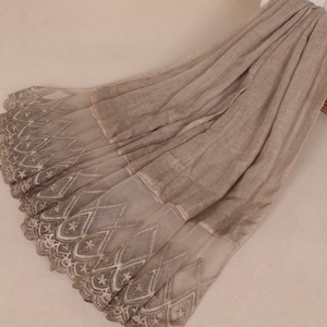 Monochrome stitching lace cotton linen cheap scarf