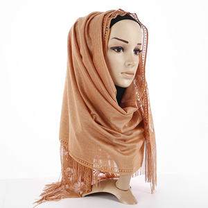 wholesale muslim thin lace tassel headscarf