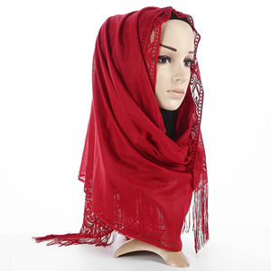 wholesale muslim thin lace tassel headscarf
