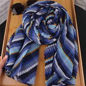 Wholesale striped pleated cotton sunscreen scarf