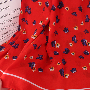 Wholesale red floral cotton sunscreen scarf