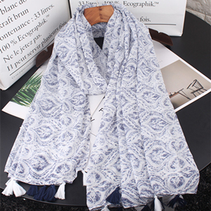 Bohemian cashew flower pattern cotton sunscreen scarf
