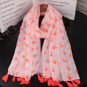Wholesale flamingo printed cotton linen decorative scarf