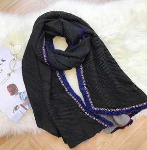 Wholesale cotton shawl pleated scarf China