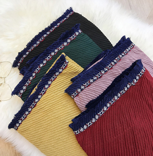 Wholesale cotton shawl pleated scarf China