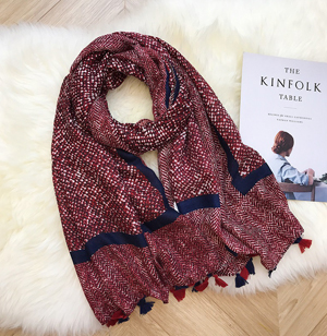 Wholesale ink tree shawl print flower cotton scarf