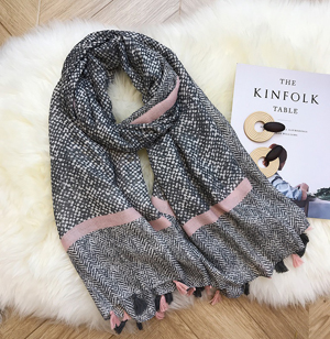 Wholesale ink tree shawl print flower cotton scarf