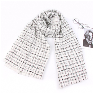 Wholesale white thick line plaid cashmere scarf