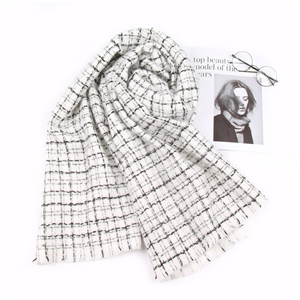 Wholesale white thick line plaid cashmere scarf