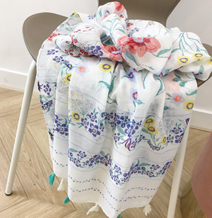 Cotton scarf cheap woman print flower shawl
