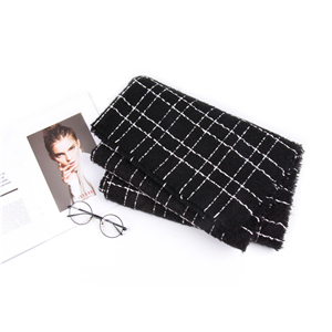 Wholesale black thick line plaid cashmere scarf