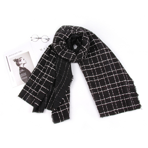 Wholesale black thick line plaid cashmere scarf