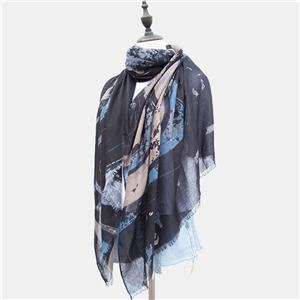 Wholesale rainbow stripe printed cotton decorative scarf