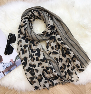 China leopard print cotton linen scarf large shawl wholesale