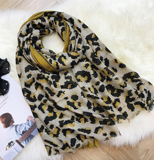 China leopard print cotton linen scarf large shawl wholesale