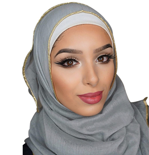 China Muslim scarf gold edging cotton headscarf Wholesale