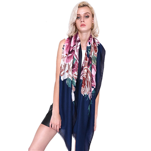 Wholesale flower print cotton sunscreen scarf