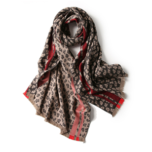 Leopard print raw cashmere cheap scarf