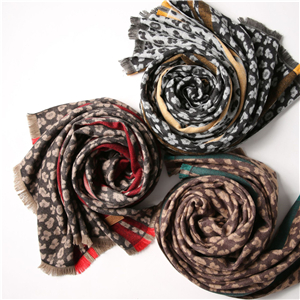 Leopard print raw cashmere cheap scarf