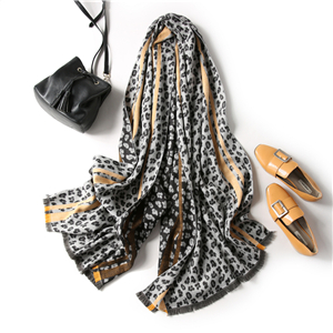 Leopard print raw cashmere cheap scarf