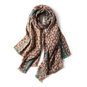 Leopard print raw cashmere cheap scarf