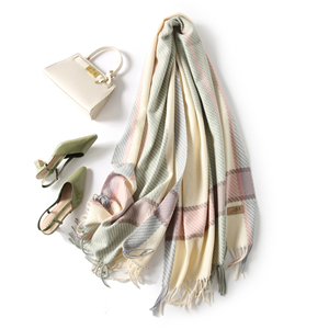 Plaid pattern fringed cotton cheap scarf