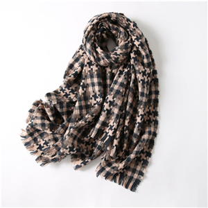 Wholesale puzzle bird pattern tassel cotton cheap scarf
