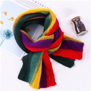 Wholesale rainbow gradient striped cotton children scarf