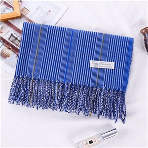 Wholesale solid color pinstripe fringed cashmere scarf