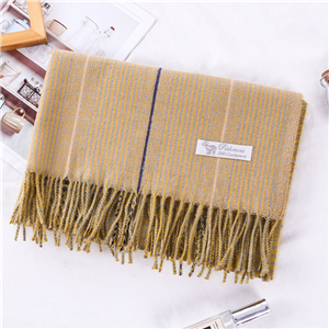 Wholesale solid color pinstripe fringed cashmere scarf