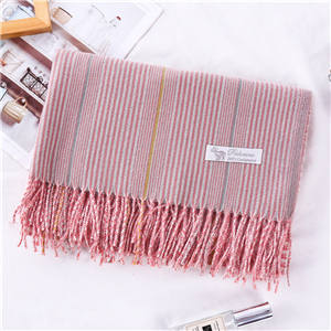 Wholesale solid color pinstripe fringed cashmere scarf