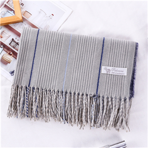 Wholesale solid color pinstripe fringed cashmere scarf