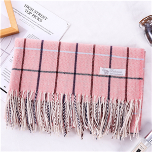 Solid color plaid wavy tassel cashmere cheap scarf