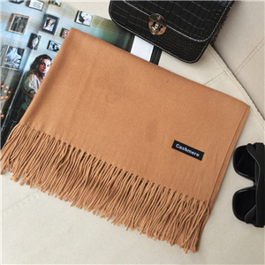 Wholesale solid color cashmere brushed tassel scarf
