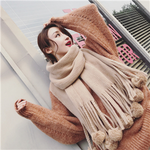 Wholesale solid color imitation cashmere ball scarf