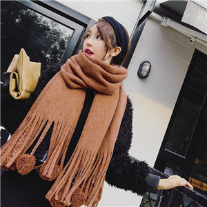 Wholesale solid color imitation cashmere ball scarf