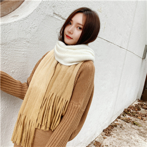 Wholesale solid color gradient tassel cashmere scarf
