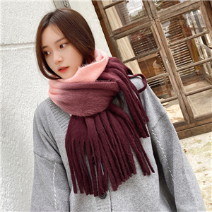 Wholesale solid color gradient tassel cashmere scarf